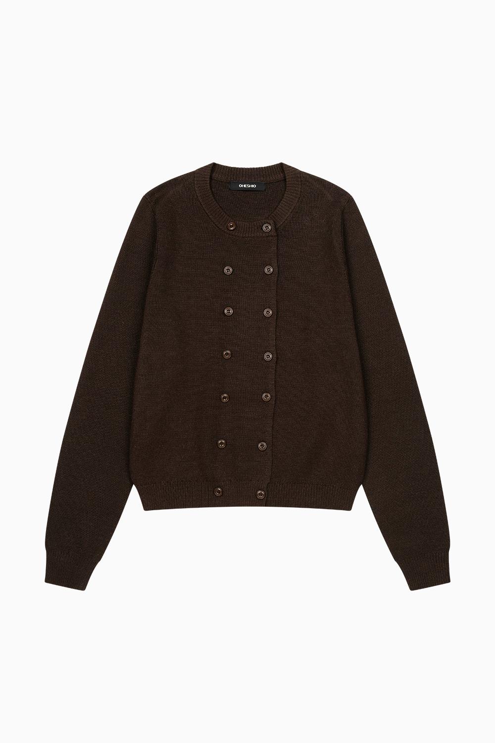 DOUBLE BUTTON CARDIGAN, BROWN