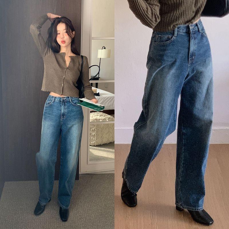 진청와이드데님 청바지 진청데님 데님팬츠 일자데님 와이드데님 하이웨스트