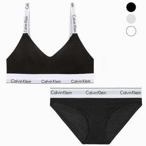 캘빈클라인 언더웨어(CALVIN KLEIN UNDERWEAR)  여성 모던코튼 훅앤아이 브라렛+팬티 세트 (3 Color) - 사이즈 & 후기 | 무신사