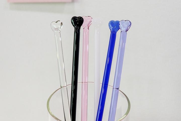 내열 유리 머들러 하이볼 칵테일 하트 1+1 6color