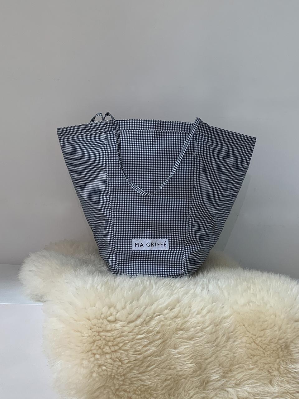 리버시블 백 CHECK BLUE