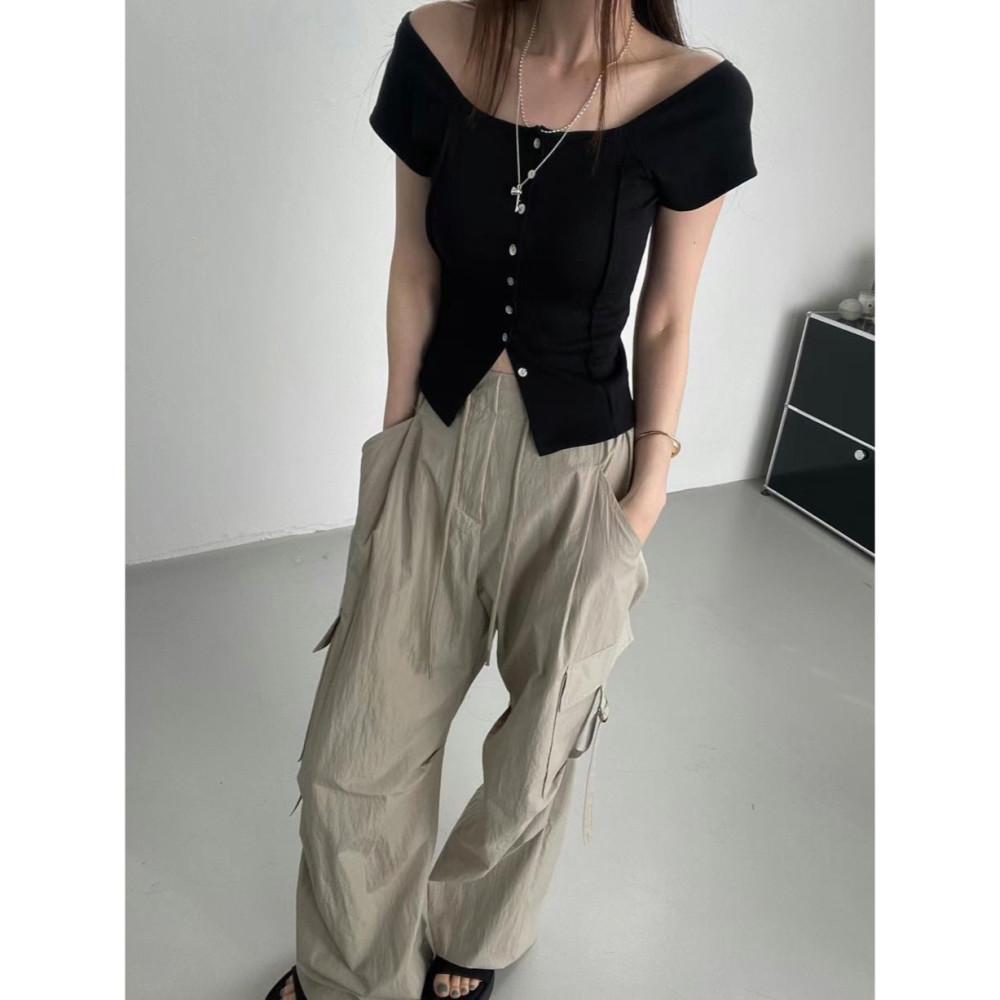 Flower 플라워 크런키 팬츠 밴딩 포켓 와이드 일자 pt (3colors)