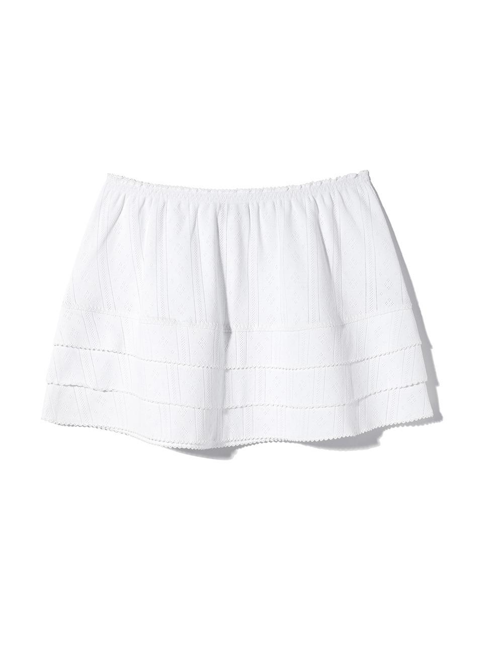 EYELET FRILL SKIRT WHITE