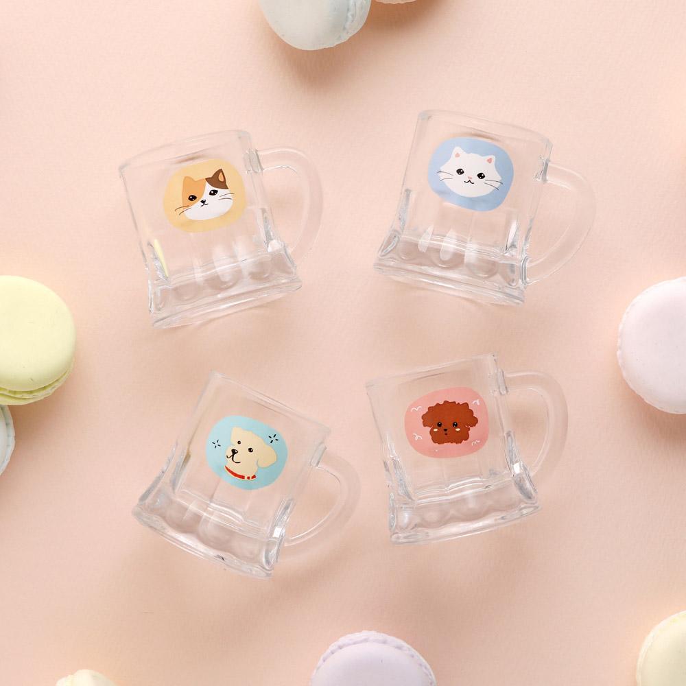 "귀염뽀시래기"댕냥이&호랑이 애니멀 손잡이 소주잔 4P (4종택1)