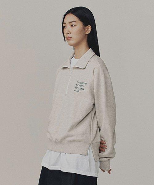 하이넥 집업 맨투맨_오트밀