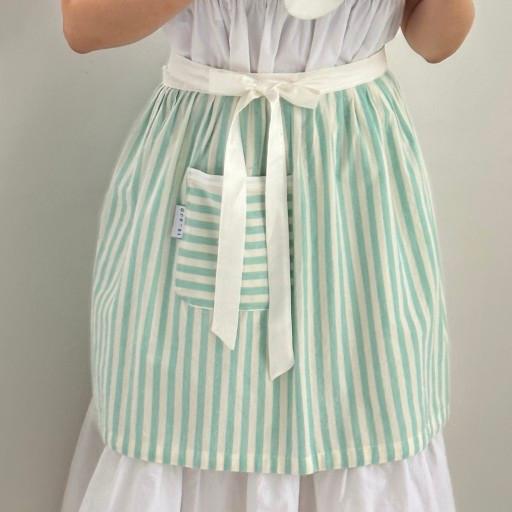 블루 스트라이프 허리 앞치마 / 자체제작 에이프런