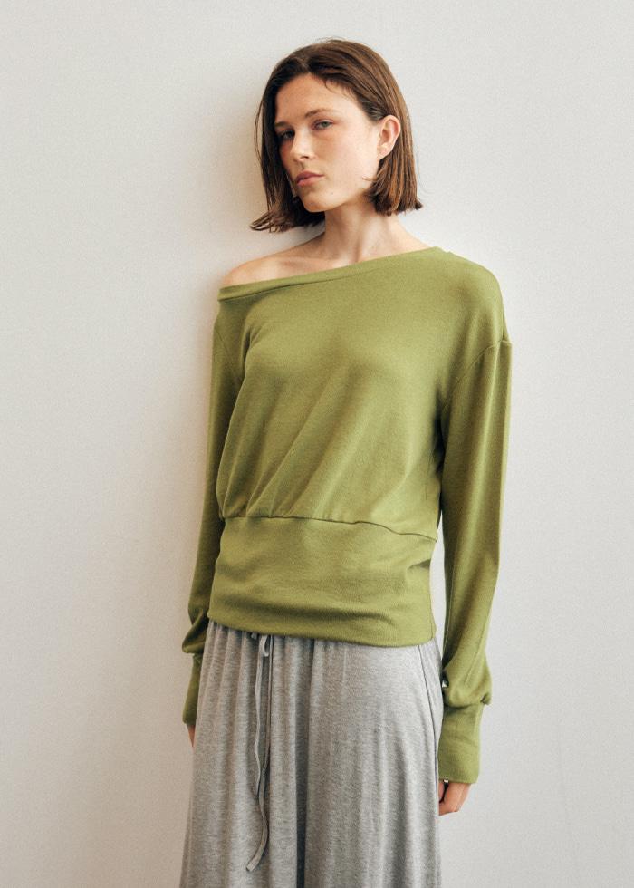 Wool Blend 2Way Halter Neck T-Shirt_CTT387(Olive)