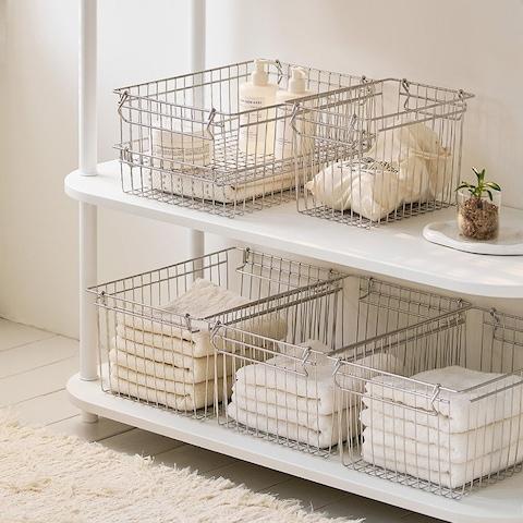 쿠폰가 7,125원~/ 까사 스텐 바스켓 철제 와이어 바구니 주방 수납 다용도 펜트리 정리
