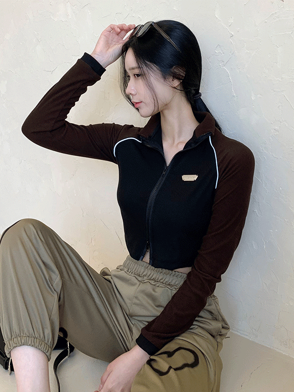 [블록코어🤎] 지미 투웨이집업 / 집업니트 긴팔티셔츠 긴팔 가을 겨울 유니크 y2k 댄서 공연 축제 크롭 크롭티 크롭니트 골지니트 맨투맨 후드집업 후드티 스포티 크롭집업 크롭맨투맨 기모 배색 라인 삼선 스판티 울니트 반폴라 목폴라 캐시미어 레터링 레이어드 놈코어