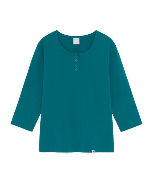 (w) TCM henley neck three-quarter sleeve (teal)