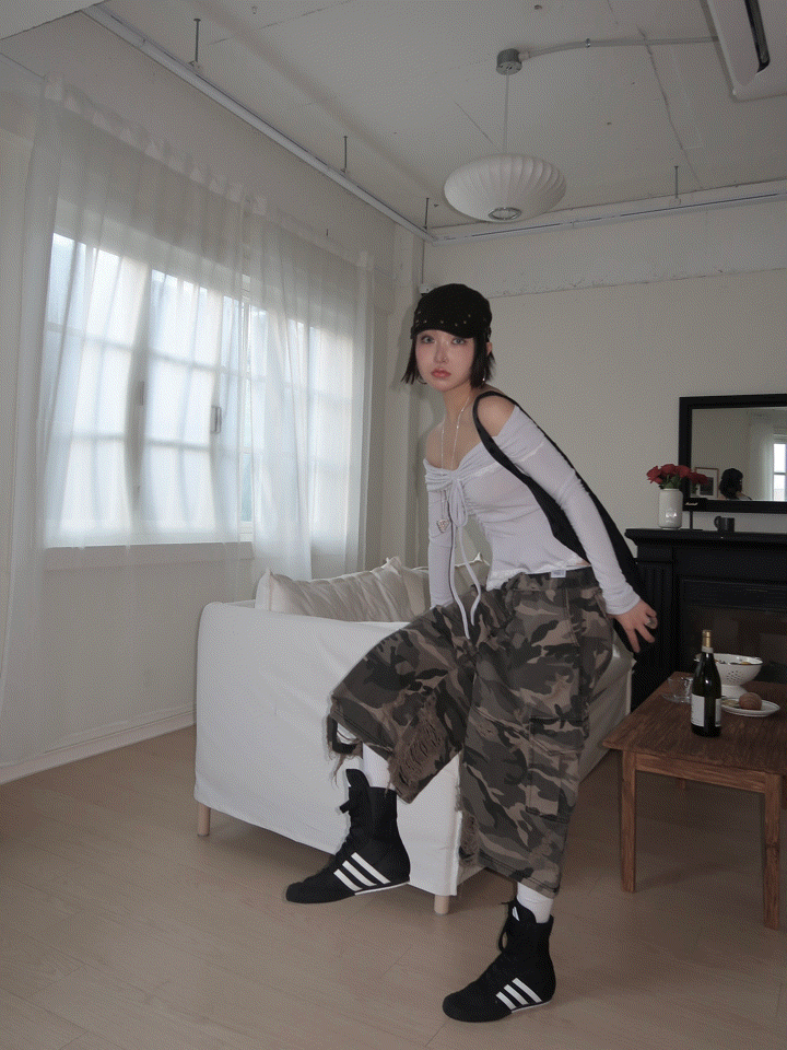 오뮤즈 빈티지 카모 버뮤다 팬츠 (남여공용)