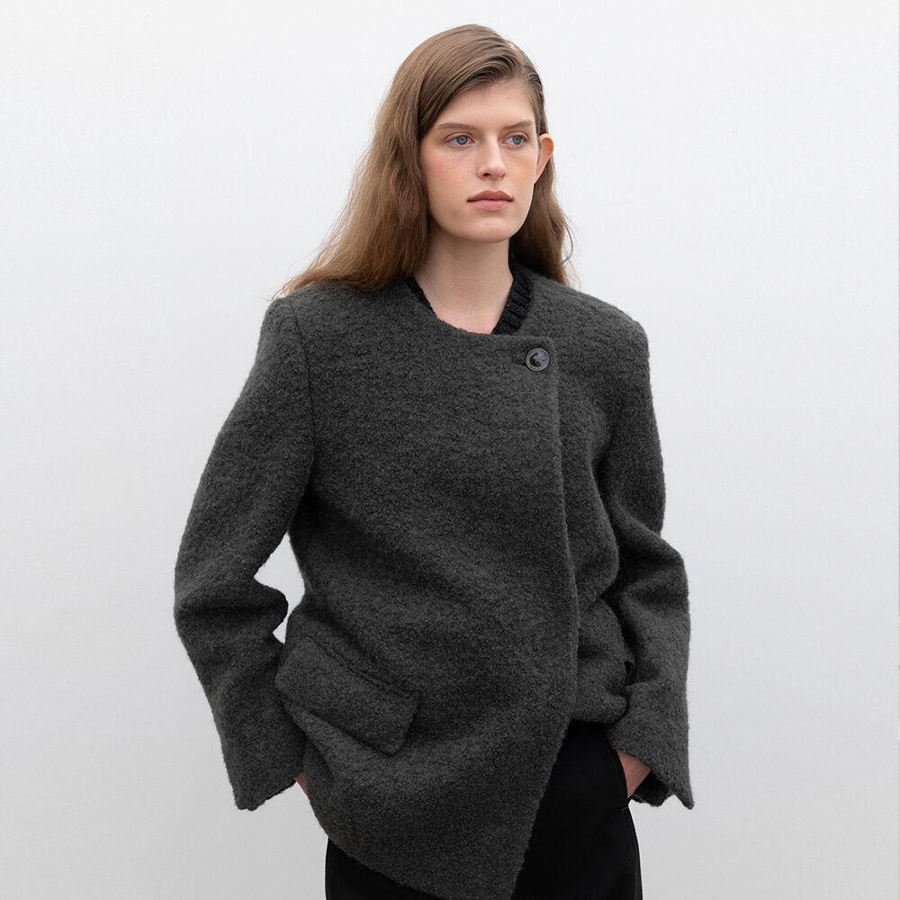 Alpaca Unbalance Short Coat_Gray