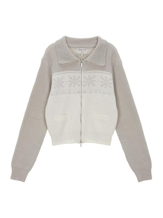 MATIN SNOWFLAKE KNIT ZIP UP IN GREY