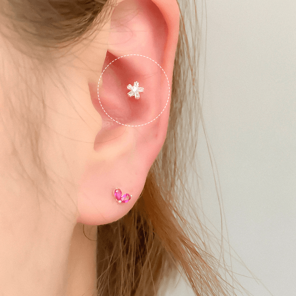 입고지연 / (실버925) snow 영롱 초 미니 별 꽃 피어싱