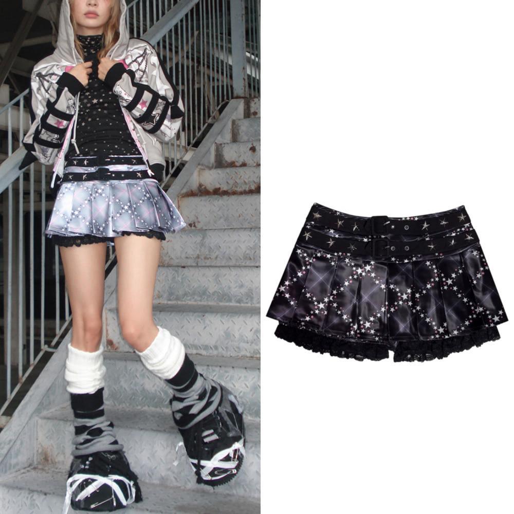 CFIERCE 씨피어스 스타 플리츠 스커트 Y2K스타일