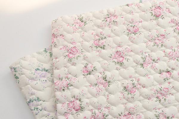 미니하트 누빔 원단 대폭 면 30수 셀레나 플라워 2color Z1862