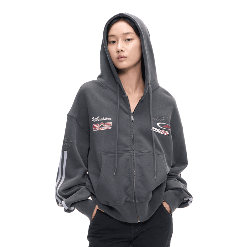 ARC RACING HOODIE ZIP UP (GREY)