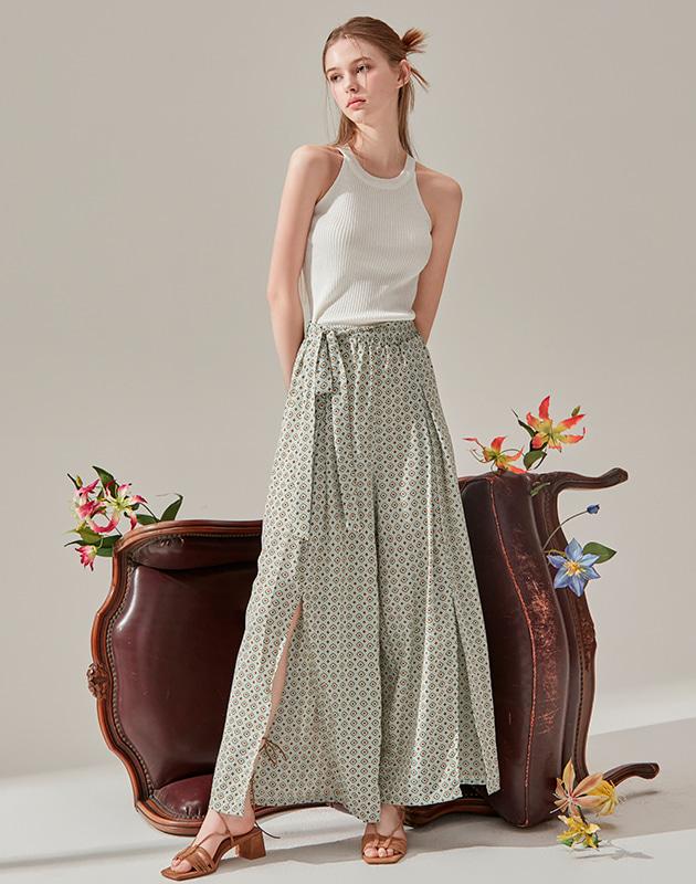 에스닉 슬릿 롱 팬츠