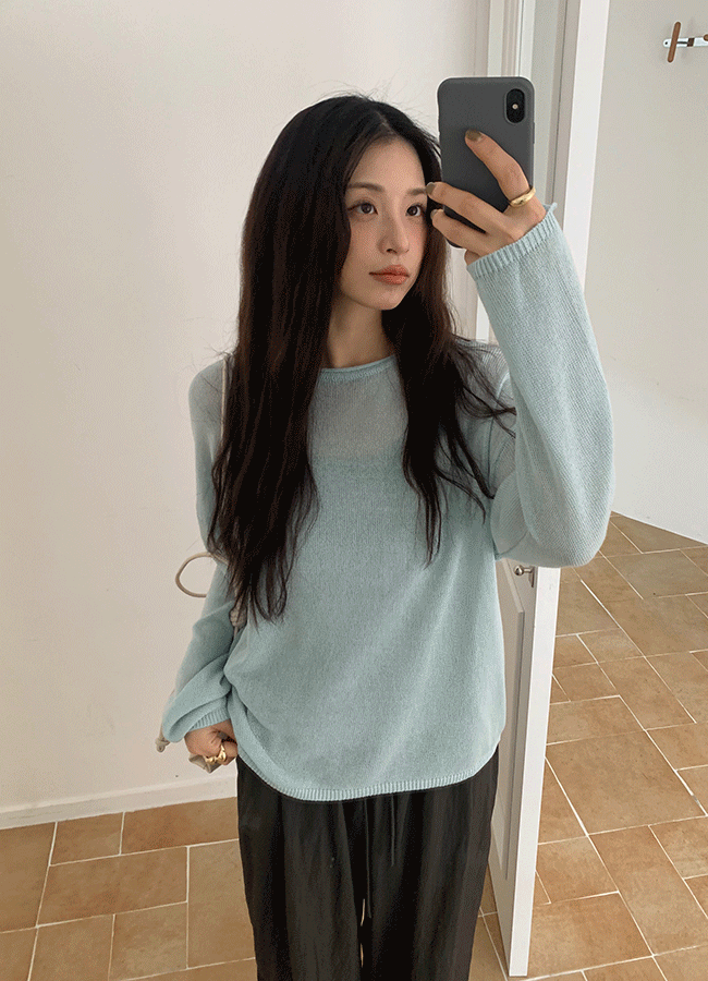 유이니 [쿨터치/텐셀] Airy round knit (4color)