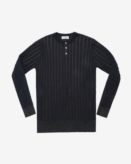 Reverse Combination Henly neck Knit (Navy & Brown)