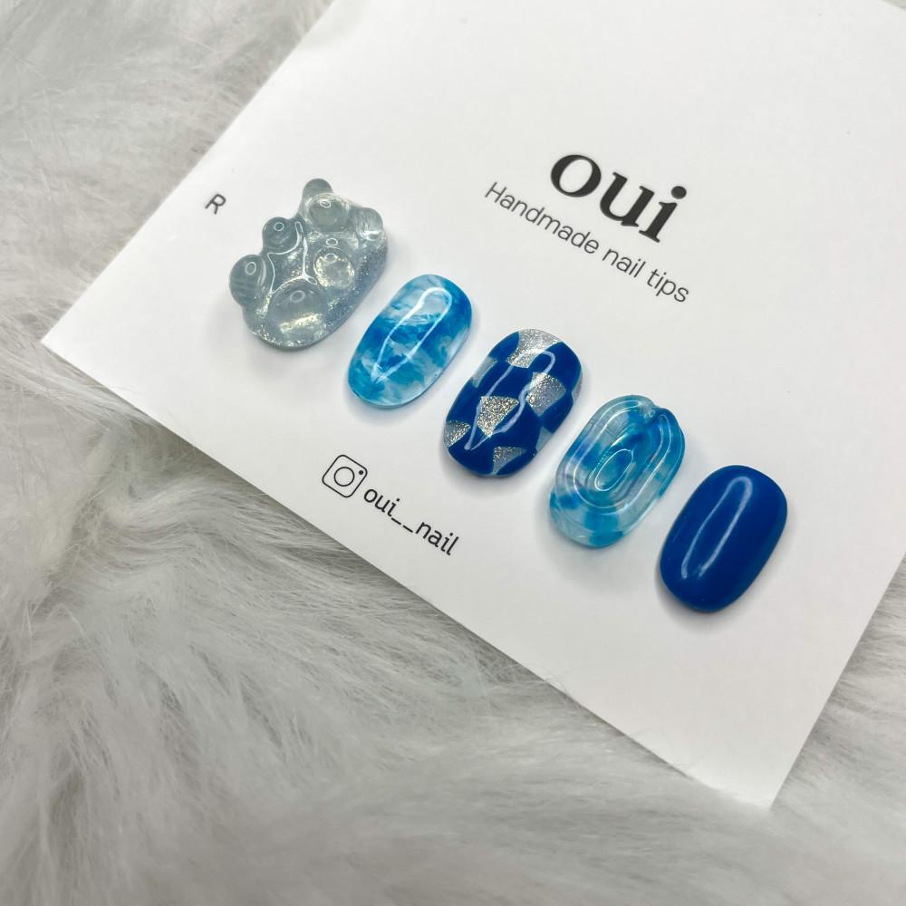 수제 네일팁 키치 하리보 곰돌이 파도 마블 체커보드 네일