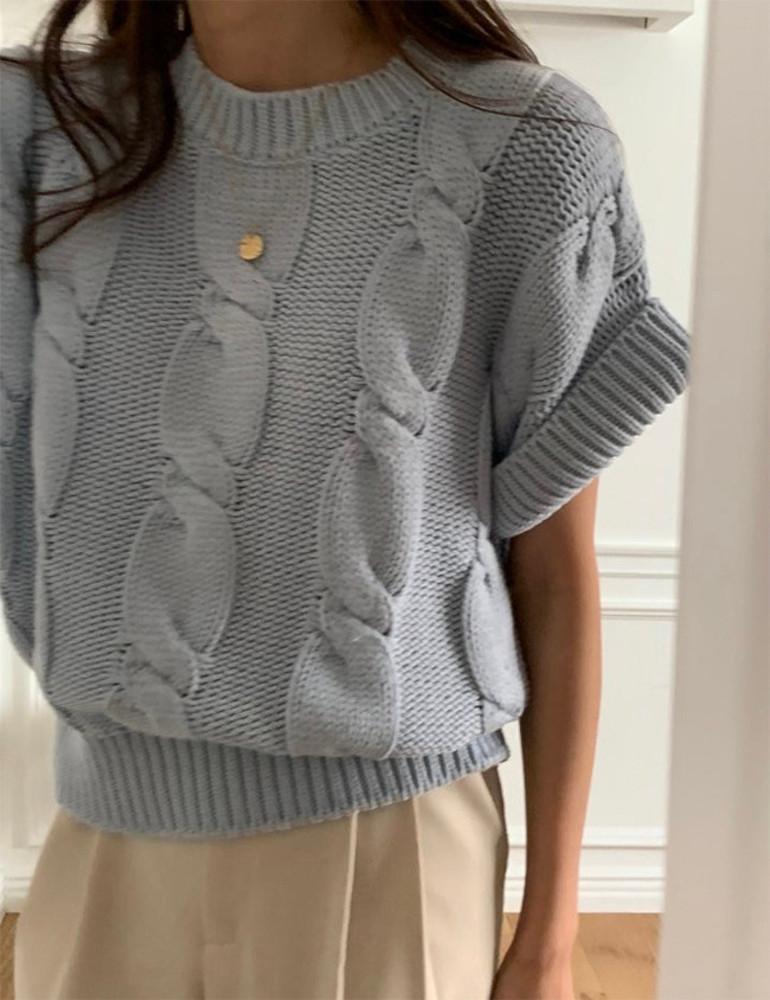 봄신상 리브레 꽈배기 롤업 니트