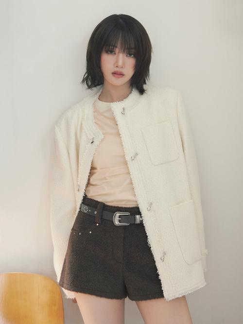 (사이즈추가)Trimmed Hook Midi Tweed Jacket VW5AJ230_2color