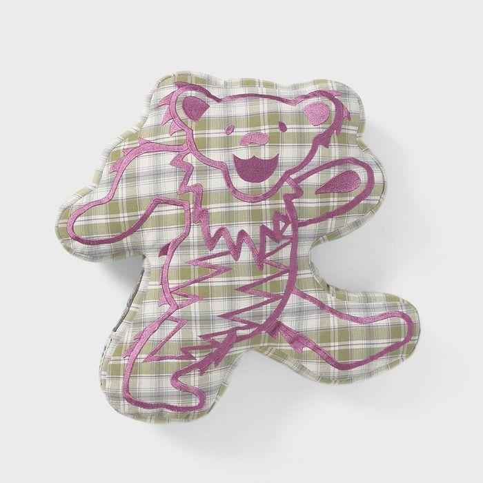 GD Lightning Bear Plaid Cushion Khaki