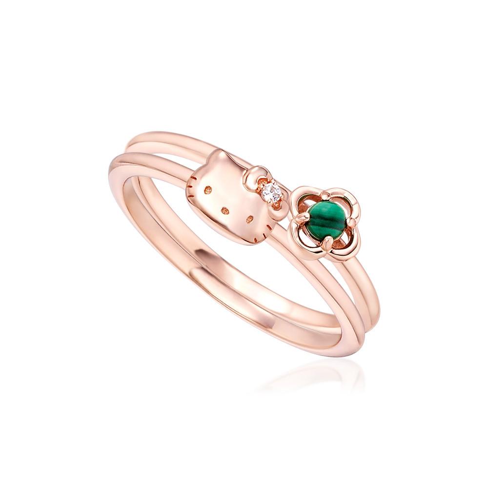 헬로키티주얼리 럭키클로버컬렉션 실버 말라카이트 원석 반지 2종세트 HLS353