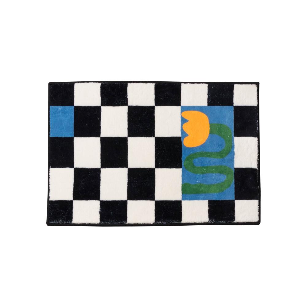 바나코 터프 포인 체커보드 미니러그 체크패턴 주방 꽃(Flower)