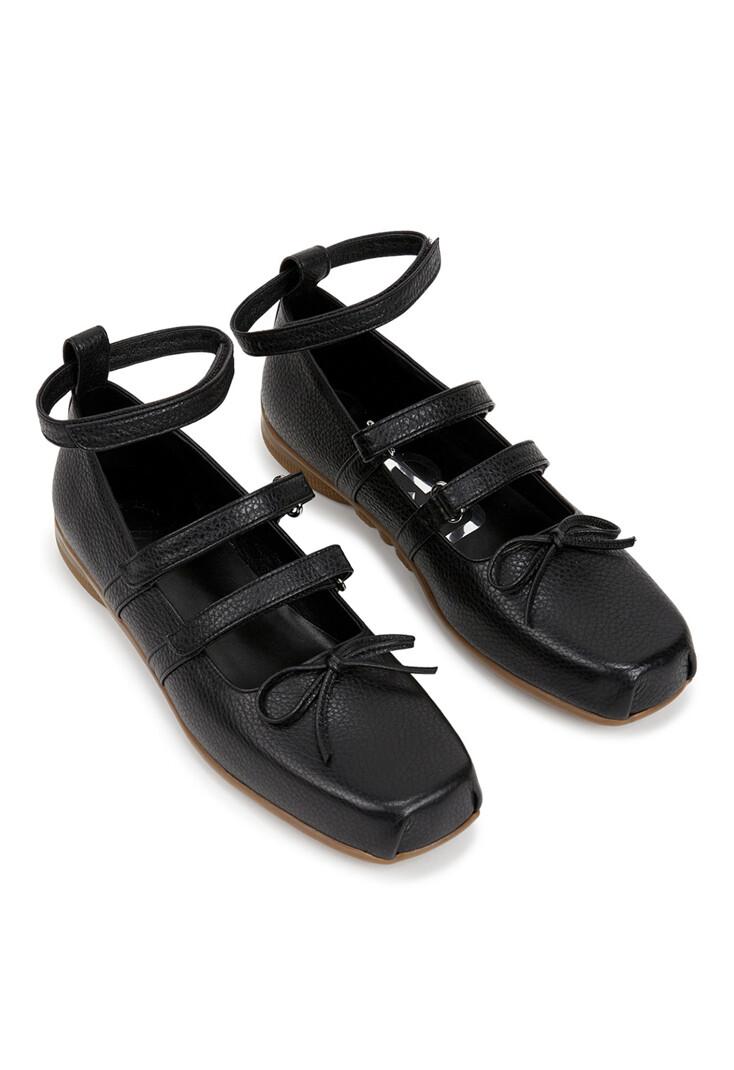STRAP BALLET FLAT, BLACK