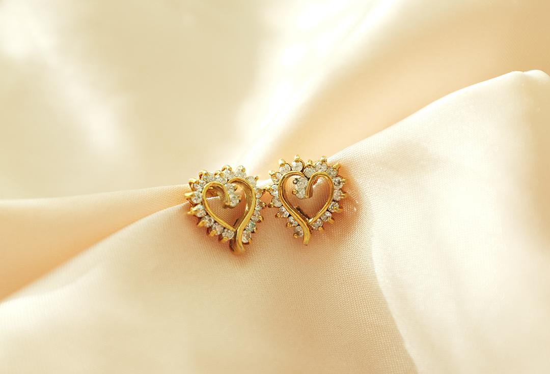 925 SILVER Fine heart vintage earrings