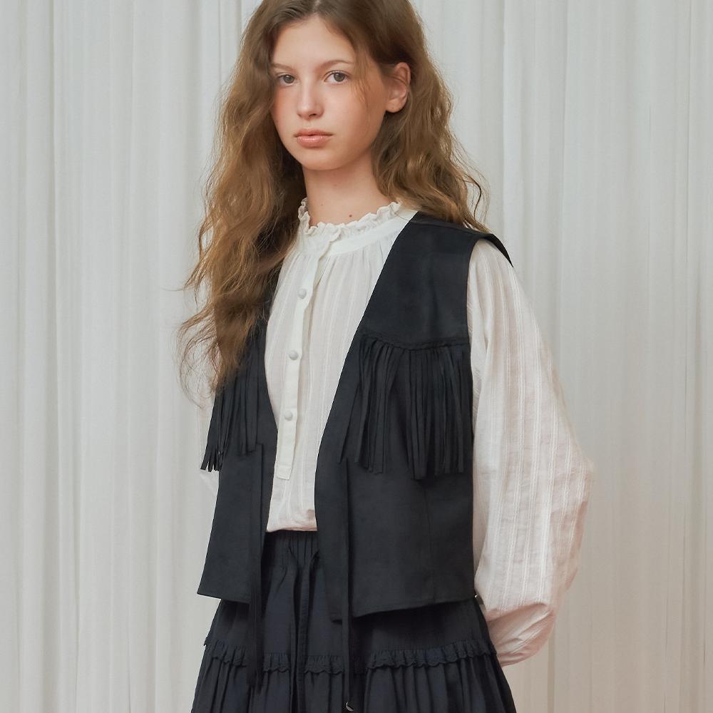 PENDANT SUADE TASSEL VEST BLACK