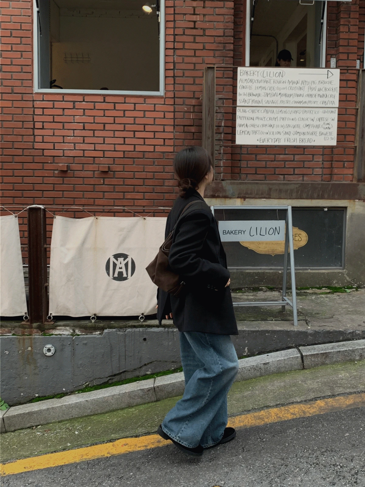 모노 워싱 와이드 데님