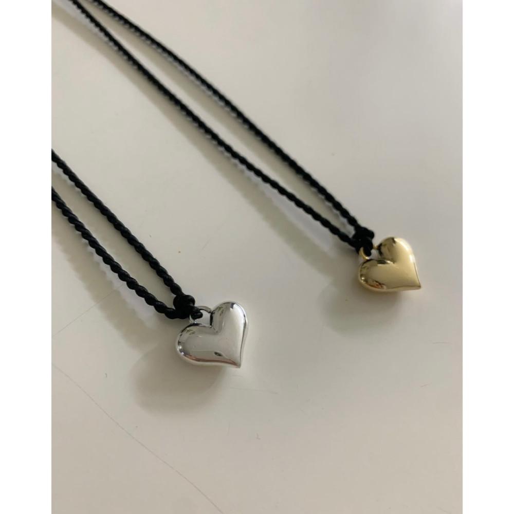 (골드 당일) Plate 플레이트 하트 목걸이 펜던트 초커 네크리스 (2colors)