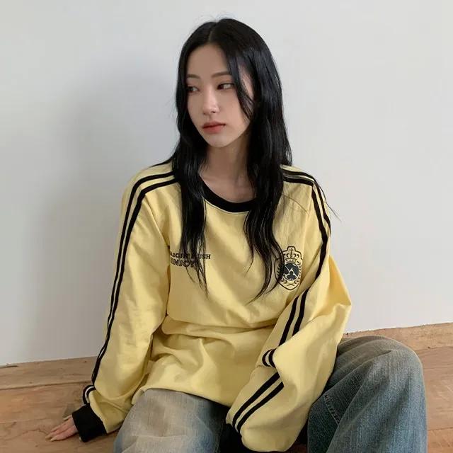 ✨50차리오더✨ 플러티 트랙 레터링 오버핏 긴팔 티셔츠