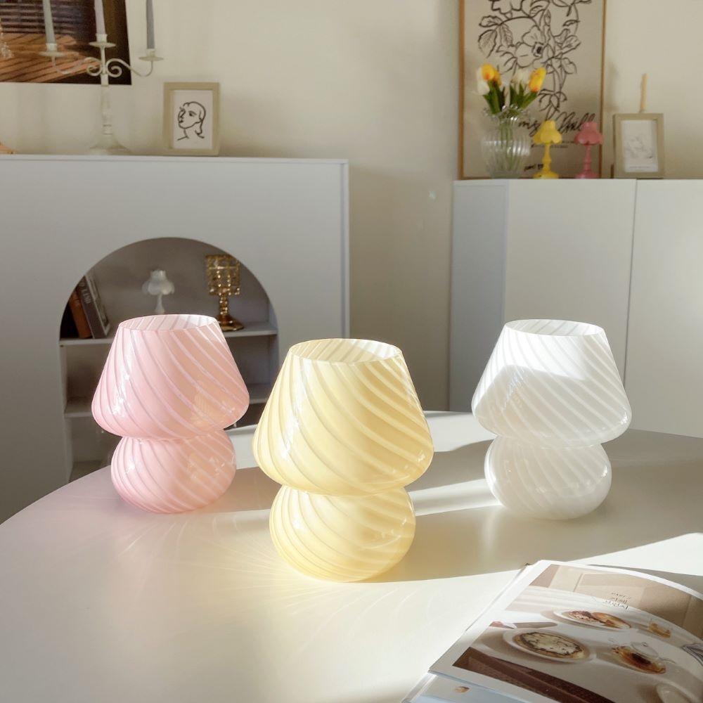 레트로 유리 머쉬룸 침실 탁자 스탠드 조명 무드등