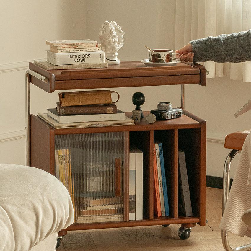 각도조절 멜빈 이동식 우드 매거진랙 캐비닛 보조선반 사이드테이블 수납장 협탁