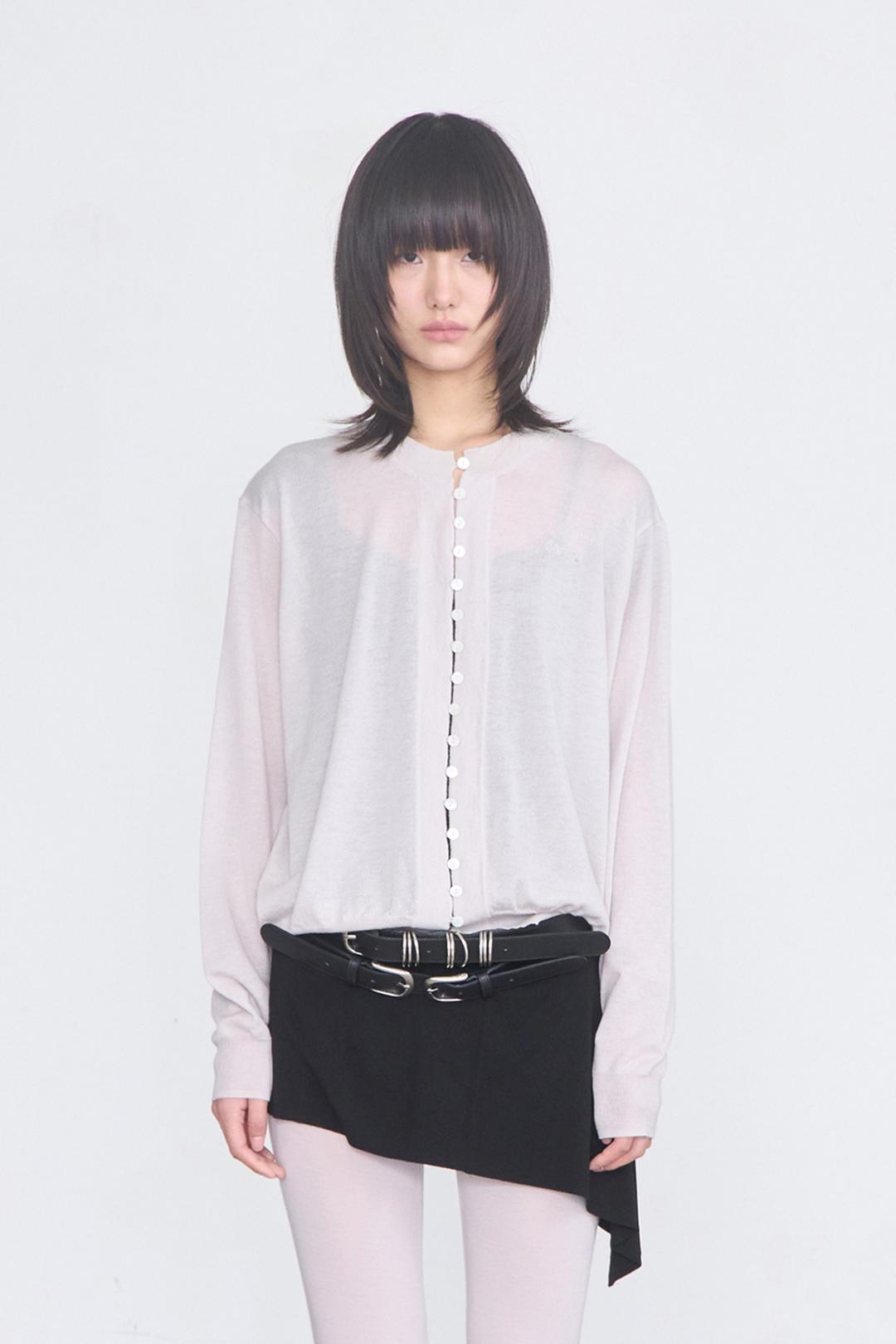 Pinch Knit Cardigan _ Light Gray