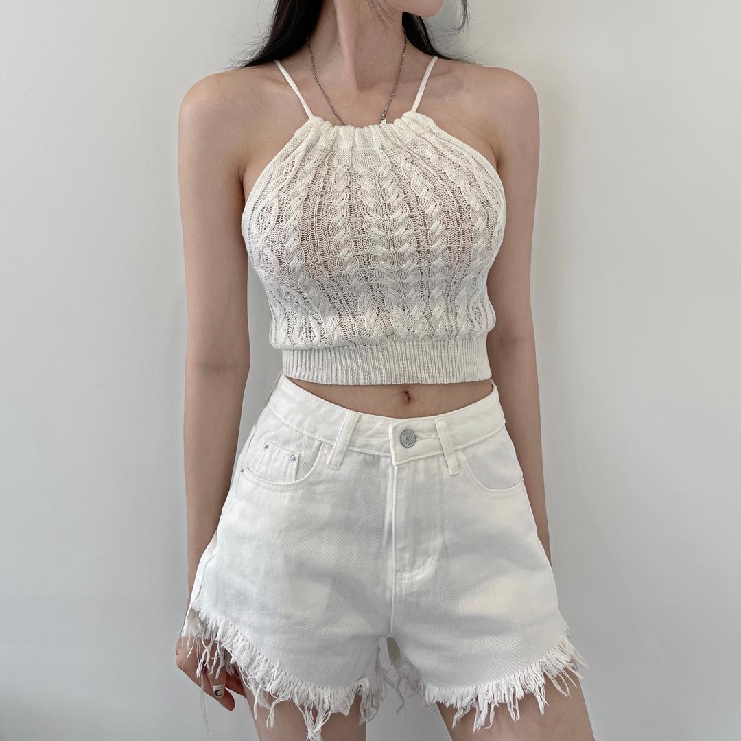 082. Grunge short pants (white)