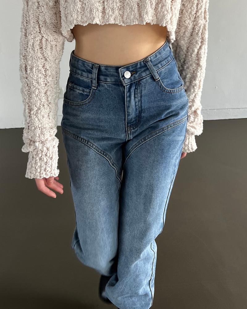하이크 절개 데님 부츠컷 청바지