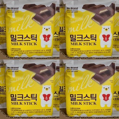 노브랜드 밀크스틱 126g, 126g, 4개 - 초콜릿/사탕/젤리/껌 | 쿠팡