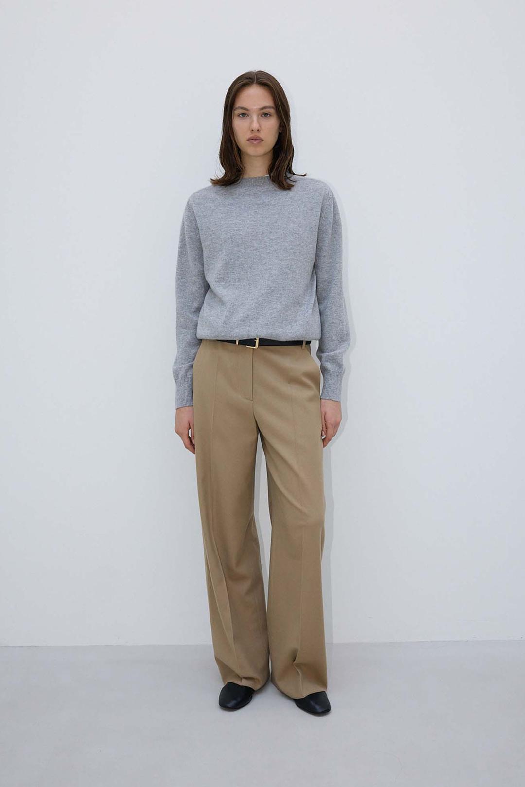 Cashmere100 crew-neck pullover_melange grey