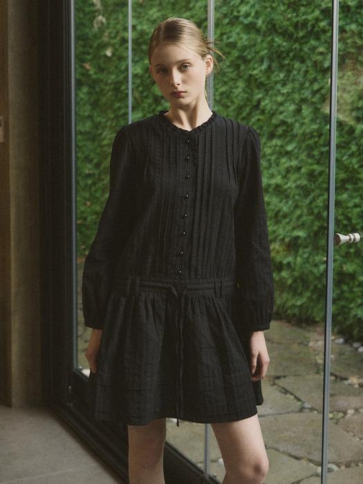 핀턱 셔링 미디 원피스 [2COLORS]