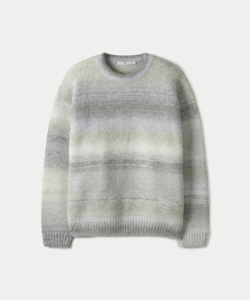 그라데이션 크루넥 니트 GREEN