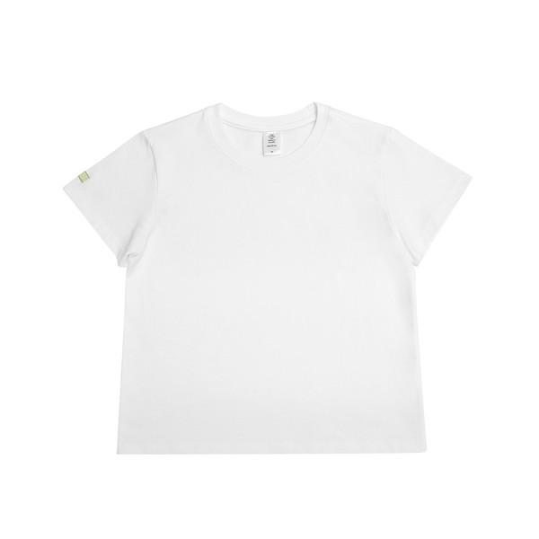 BASIC LABEL SEMI CROP TEE (white)
