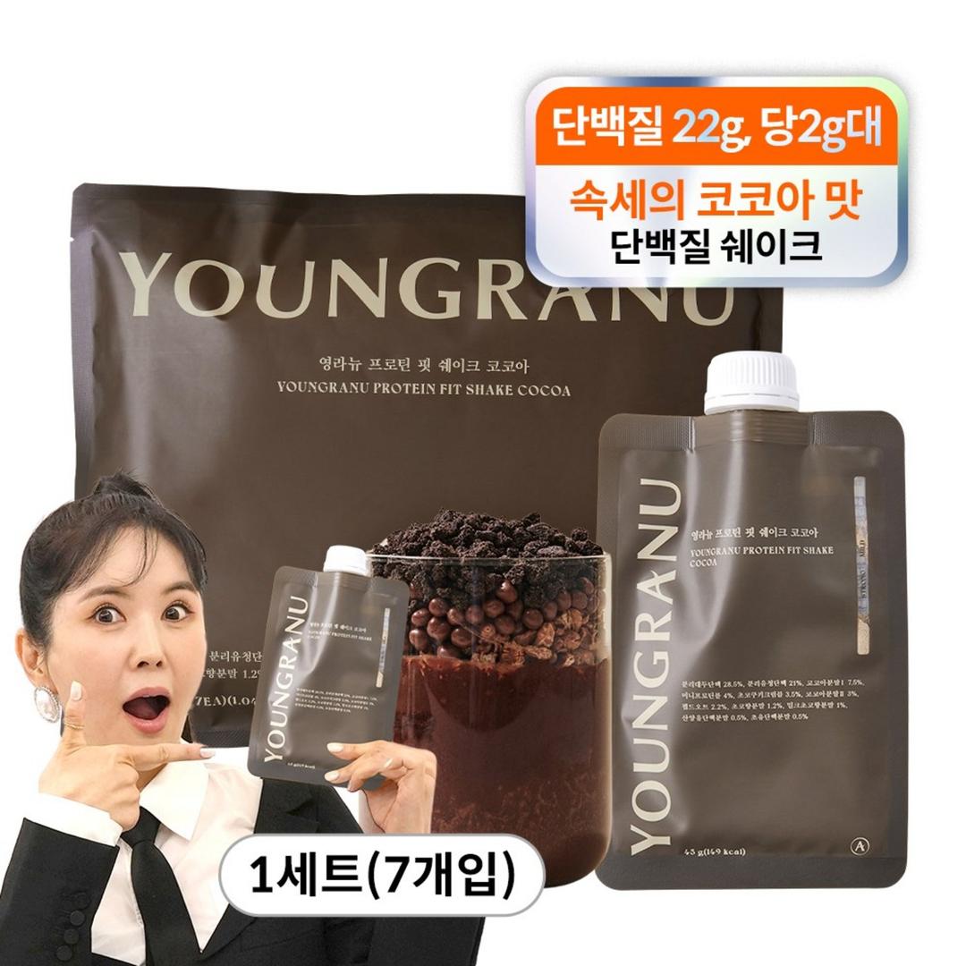 영라뉴 프로틴 핏 쉐이크 장영란 단백질 코코아맛 영란뉴 파우치형, 315g, 1세트 - 쉐이크/영양/선식 | 쿠팡