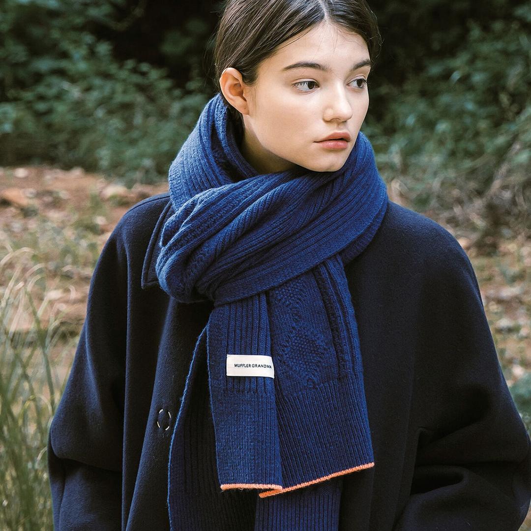 [선물포장]Edge Color Cable Muffler Navy