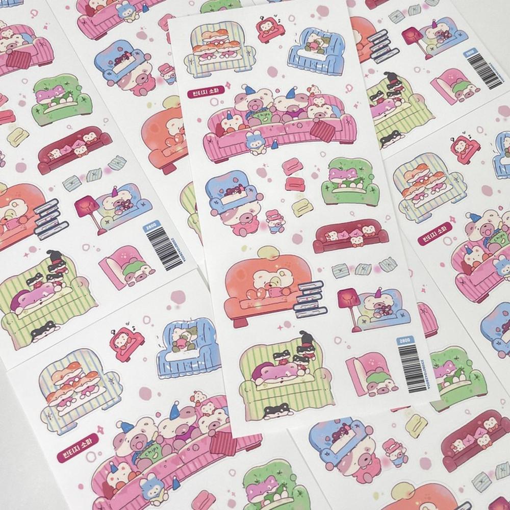 [맹글도어] 빈티지소파 스티커