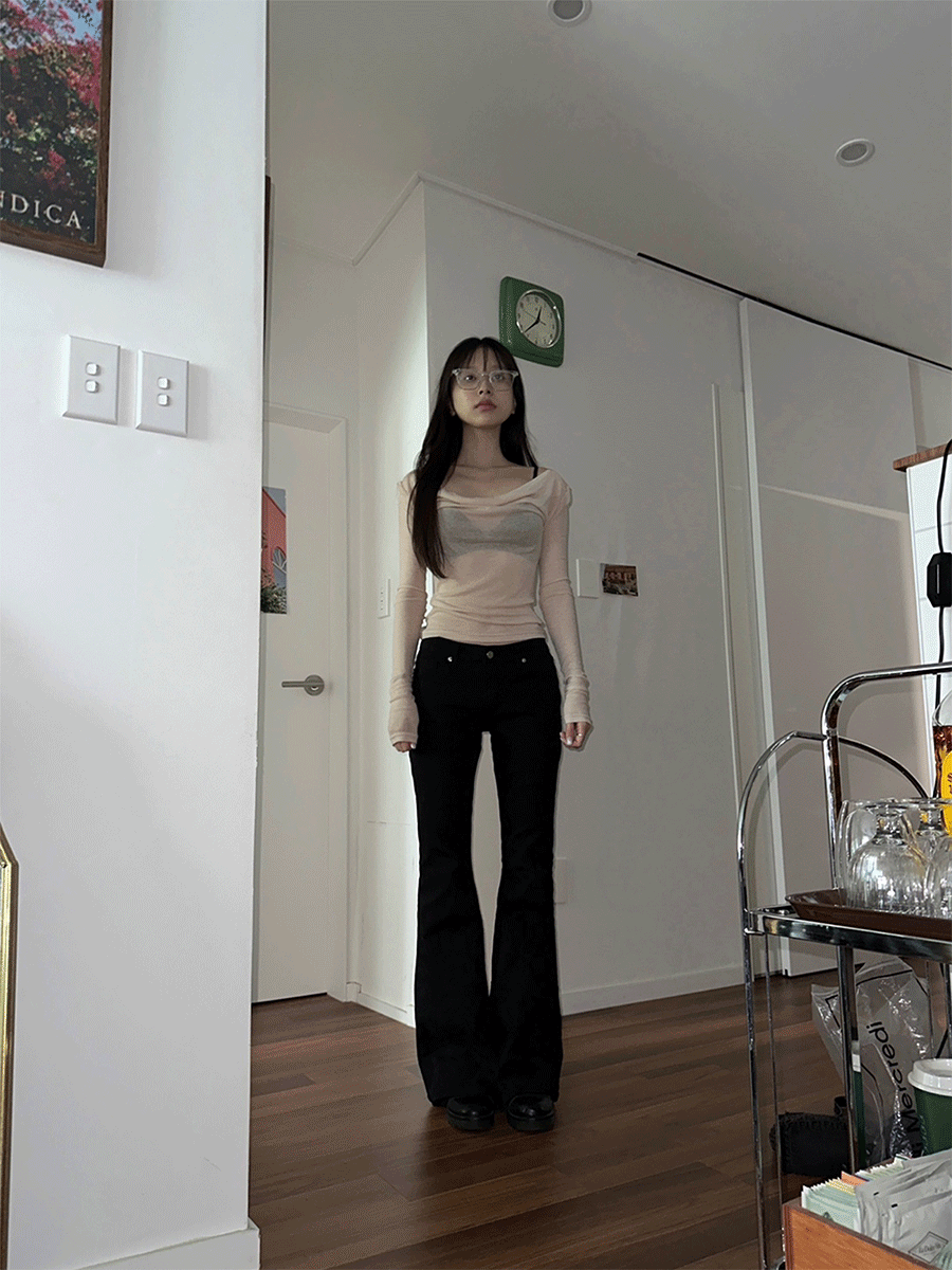 Low boot-cut cotton pants